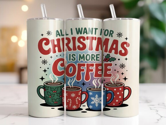 20oz Christmas Coffee Tumbler Wrap PNG Graphics Review