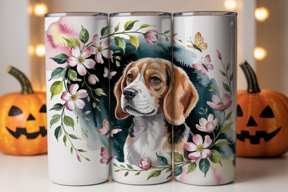 Beagle Flowers 20oz Tumbler Wrap for Graphics & Publishing