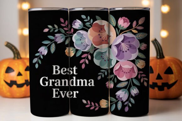 Best Grandma Floral 20oz Tumbler Wrap: Graphics for Tumbler Wraps