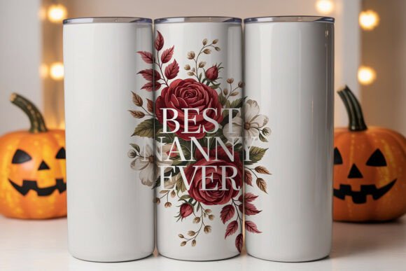 Best Nanny Ever Floral Tumbler Wrap Graphics