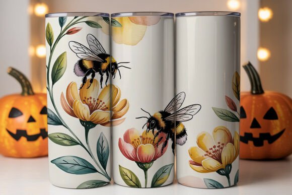 Bumblebee Garden 20oz Tumbler Wrap Graphics for Branding