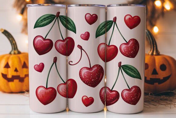 Cherry Hearts Tumbler Wrap Graphics