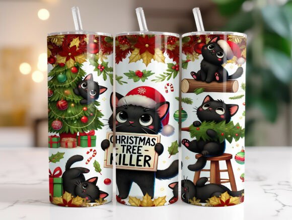 Christmas Tree Killer Cats Tumbler Wrap Graphics Review