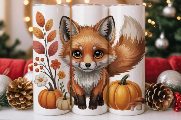 Cute Chibi Fox Autumn Pumpkin Tumbler Graphics