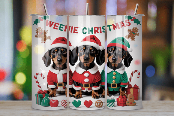 Cute Dachshund Christmas Tumbler Wrap Graphics