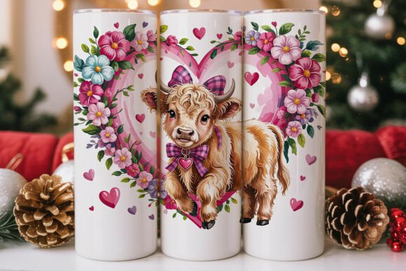 Cute Highland Cow Valentine 20oz Tumbler