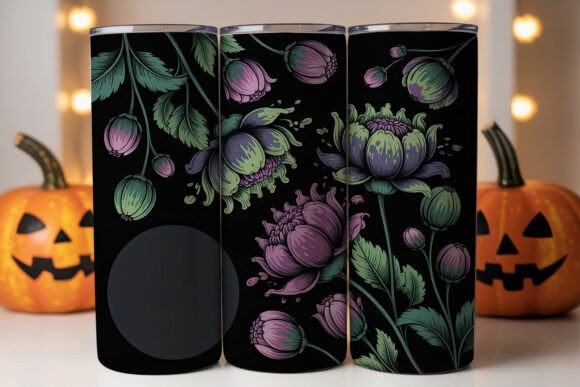 Dark Floral Grunge 20oz Tumbler Wrap Graphics for Tumbler Wraps