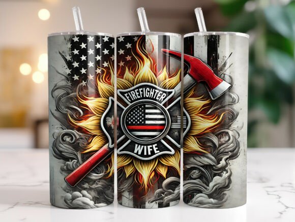 Firefighter Wife 20oz Tumbler Wrap: Graphics & Tumbler Wraps