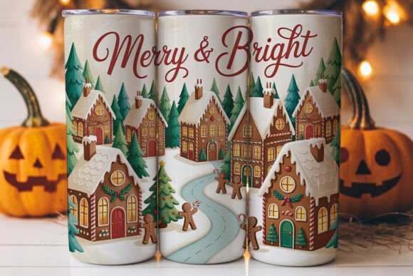 Gingerbread Village Christmas Tumbler Graphics & Wraps