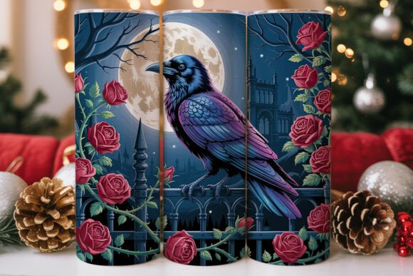 Gothic Raven Moon Rose 20oz Tumbler Wrap Graphics Review