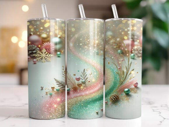 Iridescent Glitter Skinny Tumbler Wrap: Tumbler Wraps Graphics