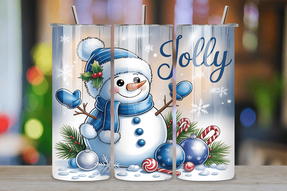 Jolly Snowman Christmas Tumbler PNG Graphics & Wraps