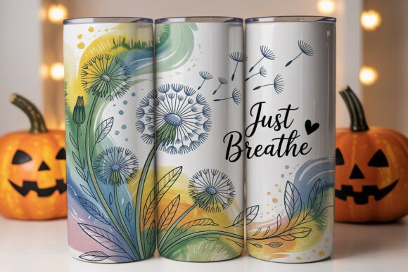 Just Breathe Dandelion 20oz Tumbler Wrap Graphics for Branding