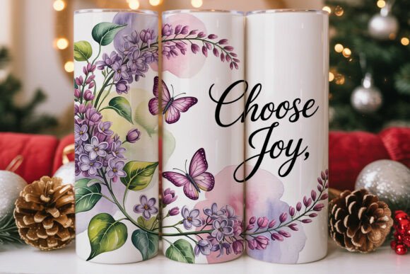 Lilac Butterfly Choose Joy: Tumbler Wraps & Graphics