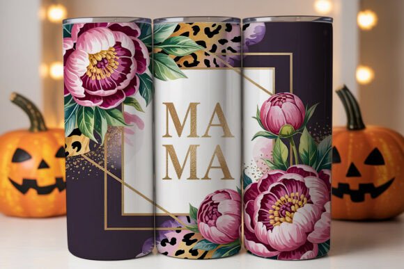 Mama Peony Leopard Graphics for Tumbler Wraps
