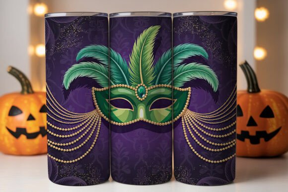 Mardi Gras Mask 20oz Tumbler Wrap Graphics