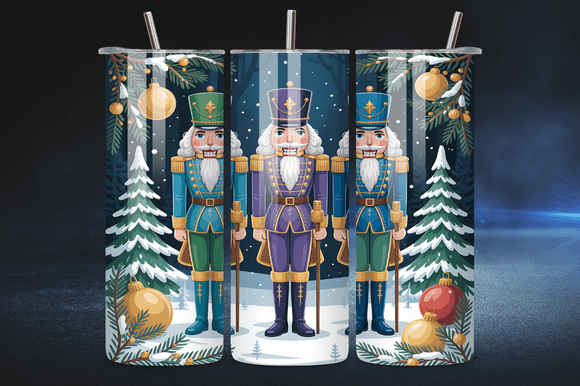 Nutcracker Blue Snowy Christmas Tumbler Graphics & Tumbler Wraps