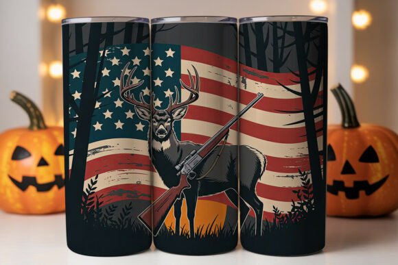 Patriotic Deer Hunter Tumbler Wraps & Graphics