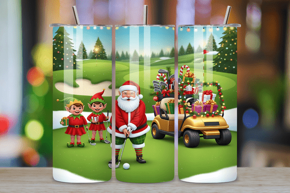 Santa Golf Christmas Tumbler Wrap: Graphics & Tumbler Wraps