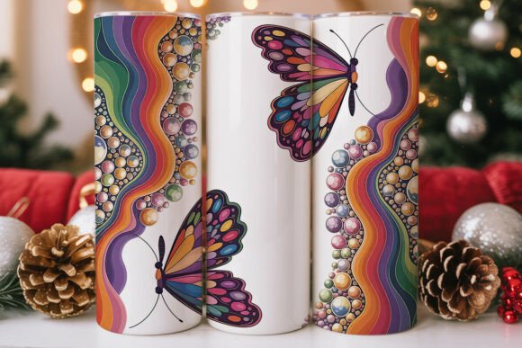Vibrant Stained Glass Butterfly Tumbler Graphics for Tumbler Wraps