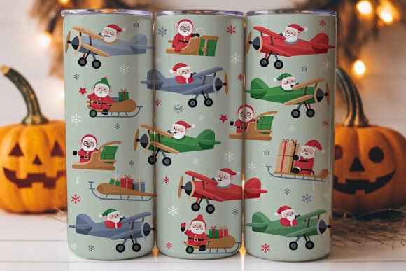 Vintage Airplane Christmas Tumbler Wraps & Graphics
